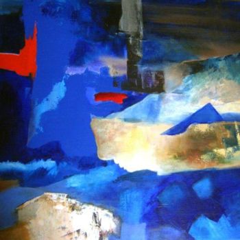 Peinture intitulée "saison cobalt" par Noëlle Dauby, Œuvre d'art originale