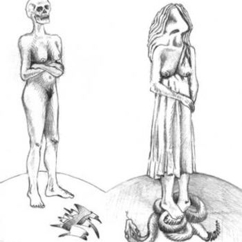 Dibujo titulada "Ellas dos dan miedo" por Carlos Ardohain, Obra de arte original