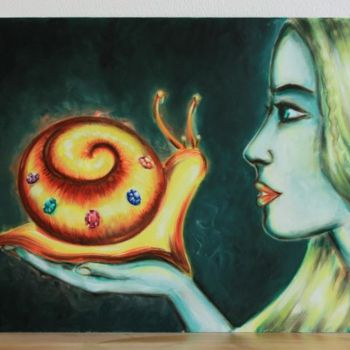 Painting titled "Escargot Coûteux" by Zetem, Original Artwork, Oil