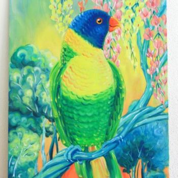 Painting titled "Parrot" by Zetem, Original Artwork, Oil