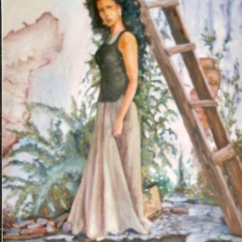 Ζωγραφική με τίτλο "Boucles noires" από Maurice Tessier, Αυθεντικά έργα τέχνης