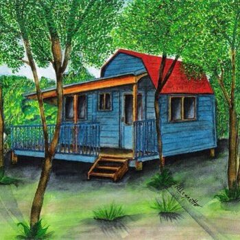 Pittura intitolato "Kilauea Coffee shack" da Allegretto, Opera d'arte originale, Acquarello