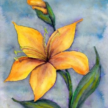 Pittura intitolato "Tiger Lily" da Allegretto, Opera d'arte originale, Acquarello