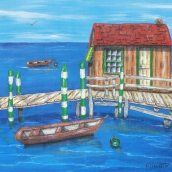 绘画 标题为“Noni's Fishing Shack” 由Allegretto, 原创艺术品, 丙烯