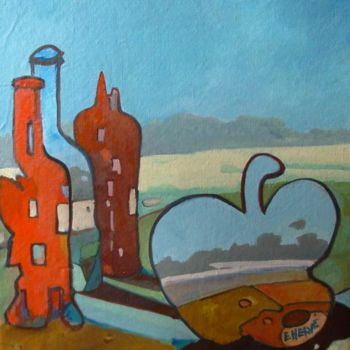 Peinture intitulée "Les ruines" par Evelyne Hervé, Œuvre d'art originale, Huile