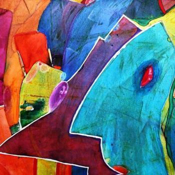 Schilderij getiteld "DOUBLE JE" door Catherine Wagner  Dudenhoeffer, Origineel Kunstwerk