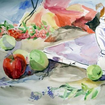 Painting titled "Feuilles rouges6" by Lyria, Original Artwork