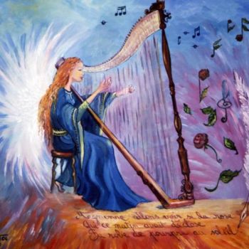 Peinture intitulée "Ange de la Musique…" par Nanou, Œuvre d'art originale, Huile
