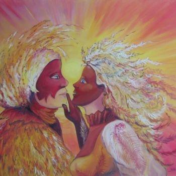 Peinture intitulée "le feu élément du c…" par Nanou, Œuvre d'art originale, Huile