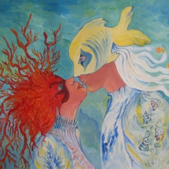 Peinture intitulée "l'eau élément de la…" par Nanou, Œuvre d'art originale, Huile