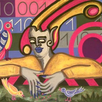 Pittura intitolato "Leaving the Datahig…" da Mario Strack, Opera d'arte originale, Olio