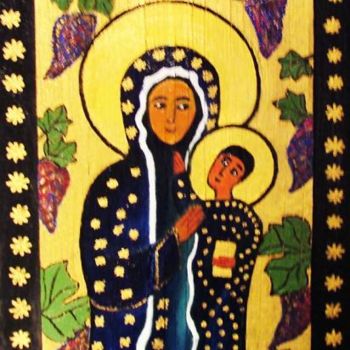 Painting titled "smiling virgen icono" by Georg Kiehn, Original Artwork