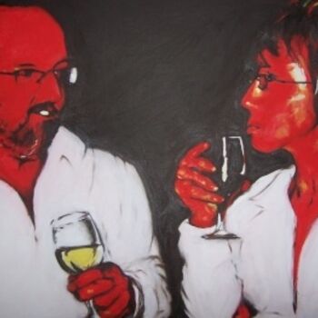 Ζωγραφική με τίτλο "Red and White" από Mitchell Mcintyre, Αυθεντικά έργα τέχνης