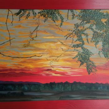 Peinture intitulée "coucher de soleil d…" par Josette Bourgeois, Œuvre d'art originale, Huile