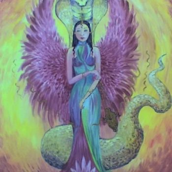 Peinture intitulée "ange du libre arbit…" par Nanou, Œuvre d'art originale, Huile