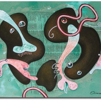 Peinture intitulée "JEU DE LANGUES" par Jean-Luc Osswald, Œuvre d'art originale, Huile