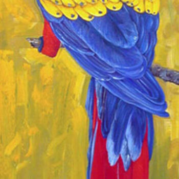 Painting titled "Grand Perroquet" by Alexandre Houllier, Original Artwork, Oil