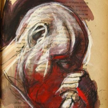 Σχέδιο με τίτλο "Histoire et visage…" από Claude Duvauchelle, Αυθεντικά έργα τέχνης, Άλλος