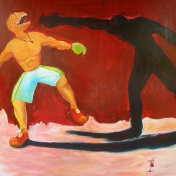 Peinture intitulée "even my self againt…" par Lugas, Œuvre d'art originale
