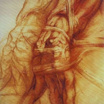 Tekening getiteld "Dédoublement" door Claude Duvauchelle, Origineel Kunstwerk, Pastel