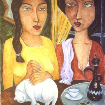 Painting titled "Tea and Oranges" by Bradley Owen, Original Artwork, Oil