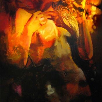 Painting titled "Agotada" by Rafael Espitia Perea, Original Artwork
