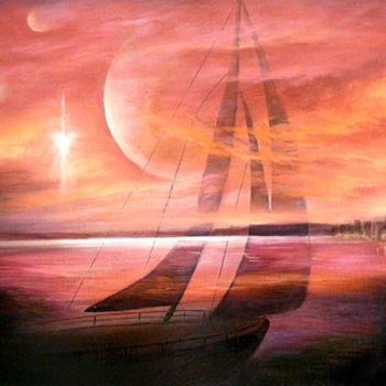 Painting titled "Last port" by Cebarre, Original Artwork, Oil