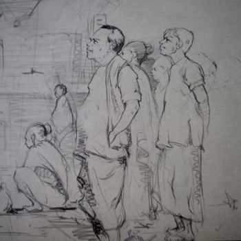 Painting titled "live sketch" by Kishore Singh, Original Artwork