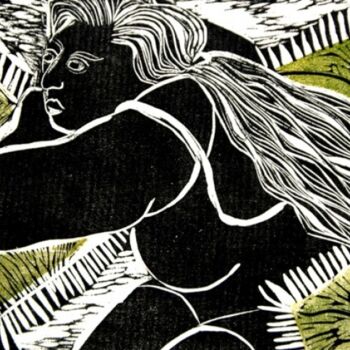 「O descanso」というタイトルの製版 Maria Lucia Pachecoによって, オリジナルのアートワーク, Linocuts