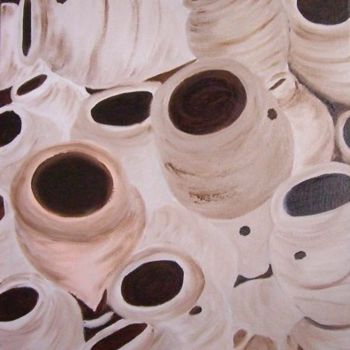 Peinture intitulée "Poterie de Djerba" par Dany Champeme, Œuvre d'art originale, Huile