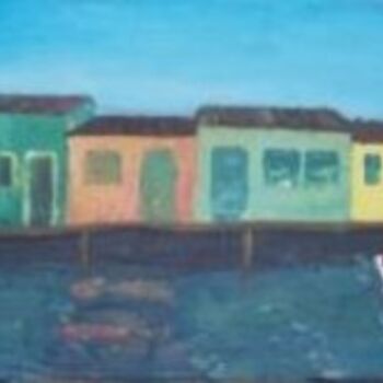 Peinture intitulée "Petit port de pêche…" par Hélène Untereiner, Œuvre d'art originale, Huile