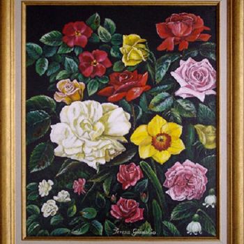 Peinture intitulée "Composition florale" par Térégia, Œuvre d'art originale