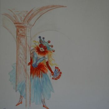 Peinture intitulée "mystère de venise 1" par Nanou, Œuvre d'art originale, Huile