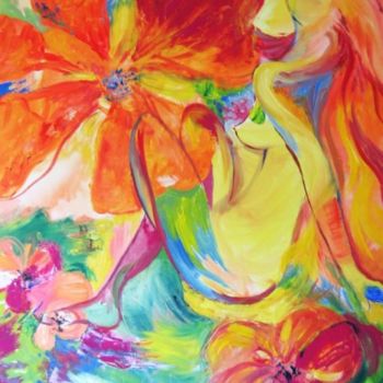 Peinture intitulée "plaisir" par Nanou, Œuvre d'art originale, Huile