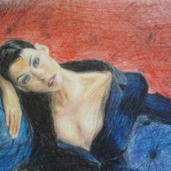 Peinture intitulée "Portrait bleu et ro…" par Hélène Untereiner, Œuvre d'art originale, Huile