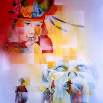 Peinture intitulée "le fil de l'histoire" par Jeannette Guichard-Bunel, Œuvre d'art originale, Huile