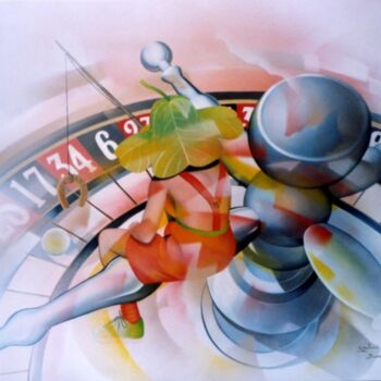 Peinture intitulée "la pêche au hasard" par Jeannette Guichard-Bunel, Œuvre d'art originale, Huile