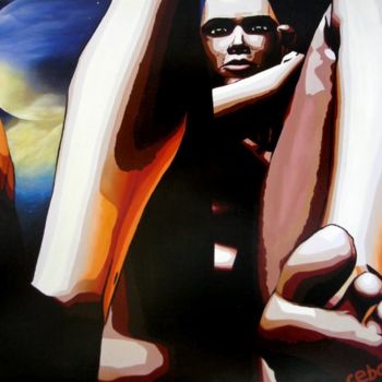 Painting titled "Fire" by Cebarre, Original Artwork, Oil