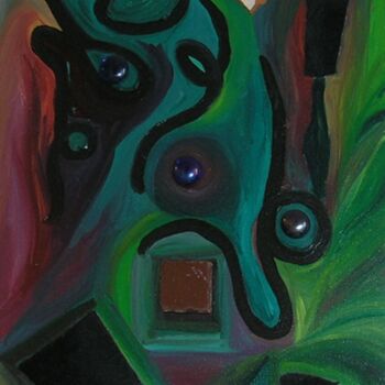 Painting titled "vert carré" by Laure Feyen, Original Artwork