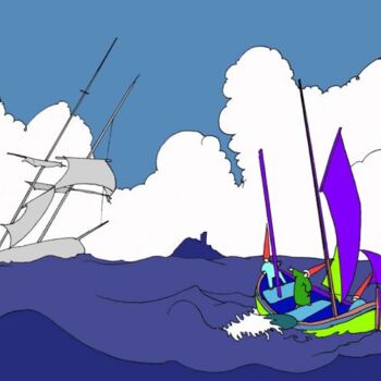 绘画 标题为“The Oom-boat” 由Rob Arbouw, 原创艺术品, 油