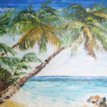 Painting titled "Plage des Iles Mald…" by Josette Bourgeois, Original Artwork, Oil