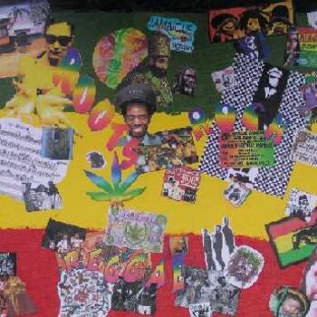 Collagen mit dem Titel "Roots Rock Reggae" von Happy House, Original-Kunstwerk