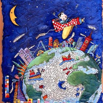 Peinture intitulée "...EN AVION PEUT-ET…" par Catherine Suchocka, Œuvre d'art originale