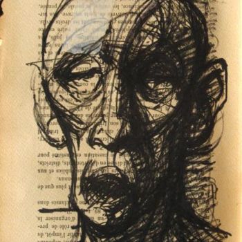 Drawing titled "Histoire et visage…" by Claude Duvauchelle, Original Artwork, Other