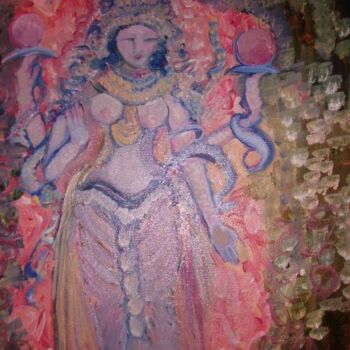 Pintura intitulada "Lakshmi Goddess of…" por Njoy, Obras de arte originais, Óleo