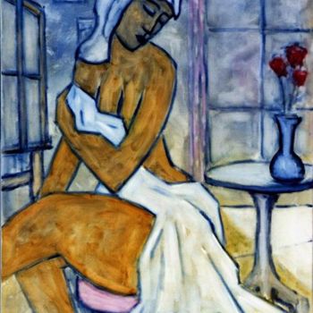 Painting titled "Nude with a Towel" by Bradley Owen, Original Artwork