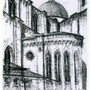 Disegno intitolato "Basilica dei Santi…" da Maria Teresa Mulatti Garibaldi, Opera d'arte originale