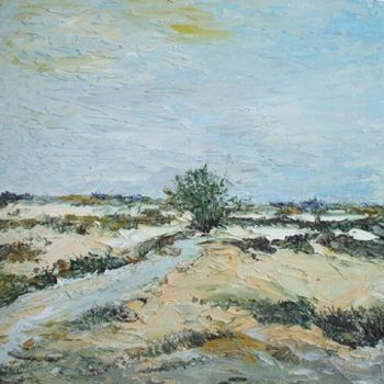 Ζωγραφική με τίτλο "Wheat Fields8" από Animesh Roy, Αυθεντικά έργα τέχνης, Λάδι