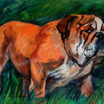 Painting titled "Bouldog" by Nathalia Chipilova, Original Artwork, Acrylic