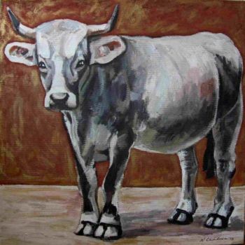 Peinture intitulée "Vache sacrée" par Nathalia Chipilova, Œuvre d'art originale, Huile